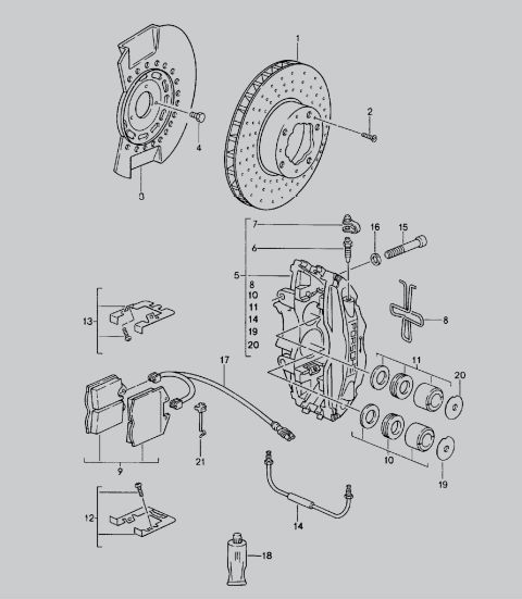 Disk brake, front axle